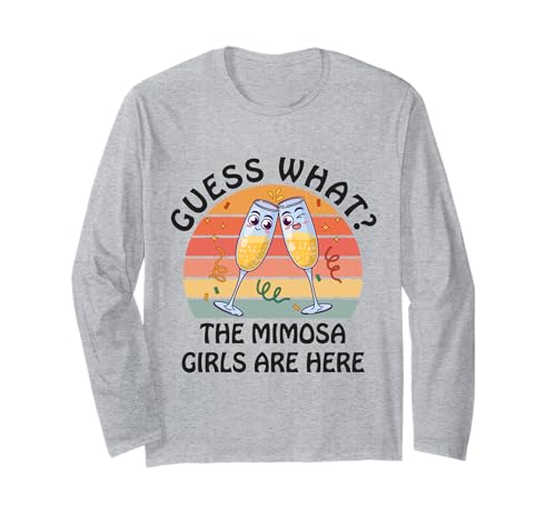 Rate mal was? Mimosa Girls sind da - Retro Brunch Party Squad Langarmshirt von Funday Sunday Brunch Party Squad Mimosa Drinking