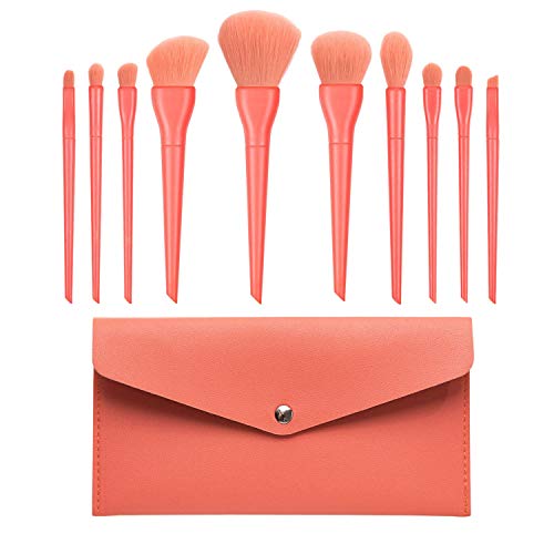 Funfob 10 StüCk Make Up Pinsel Set Lidschatten Blending Eyeliner Wimpern Brauen Pinsel Synthetisches Haar Makeup Pinsel Kit Rot von Funfob