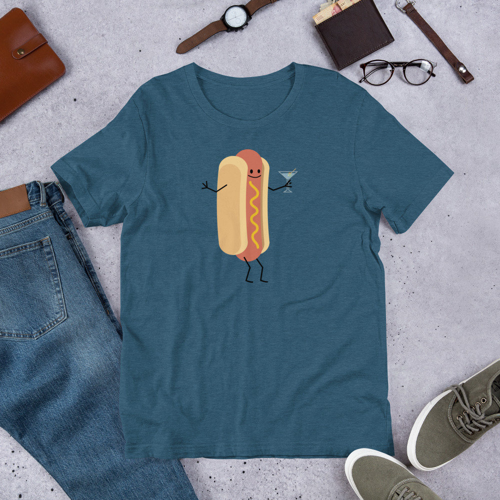 Bbq Hotdog Mit Cocktail-Party P Unisex Kurzarm Jersey T-Shirt Tear Away Label Bbq Hotdog Mit Cocktail-Party P Unisex Kurzarm Jersey T-Shirt Tear Away Label von FungalRealm