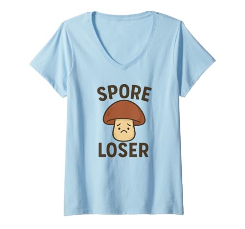 Damen Spore Loser Mushroom - Lustiges Pilz-Wortspiel T-Shirt mit V-Ausschnitt Damen Spore Loser Mushroom - Lustiges Pilz-Wortspiel T-Shirt mit V-Ausschnitt von Fungi Funwear Co.
