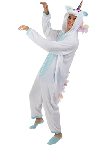 Funidelia | Einhorn Onesie Kostüm blau für Herren & Damen Kostüme für Erwachsene & Verkleidung für Partys, Karneval & Halloween - Größe L-XL - Weiß von Funidelia