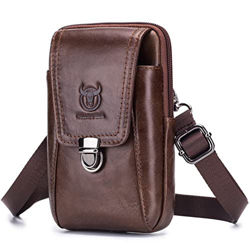 Funien Herren Leder Gürteltasche Handytasche Reise Crossbody Umhängetasche Pack Geldbörse Geldbörse von Funien