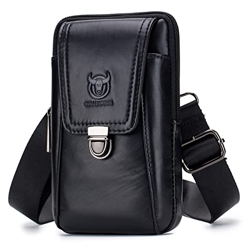 Funien Herren Leder Gürteltasche Handytasche Reise Crossbody Umhängetasche Pack Geldbörse Geldbörse von Funien