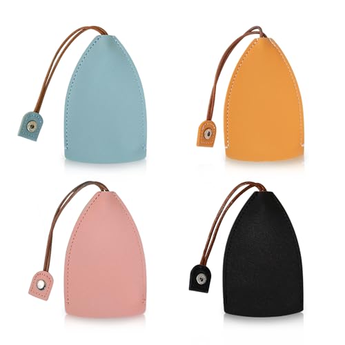 FuninCrea 4PCS Schlüsseltasche, Kreative Autoschlüssel Abdeckung mit Wachs-Seil und Schnappverschluss, PU-Leder Autoschlüssel-Tasche mit Kaninchen-Muster, Tragbare Autoschlüsselhülle (Stil 2) von FuninCrea