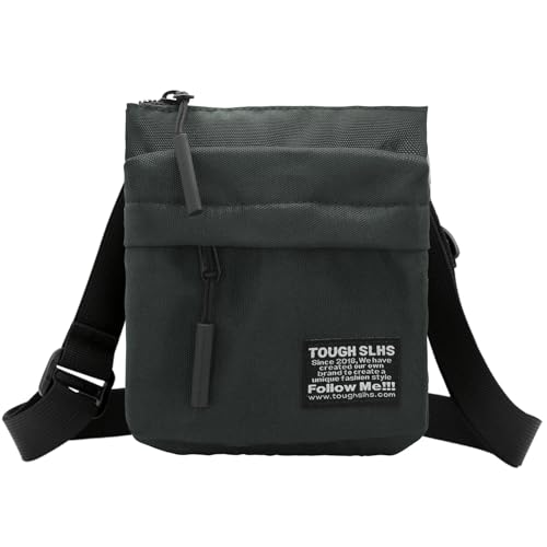 FuninCrea 7x6 Zoll Umhängetasche Herren Kleine Doppelte Reißverschlusstaschen Crossbody Bag Herren Als Geldbörse, Mini Sling Bag Herren Wasserdichtes Nylon Reisen Herren Umhängetasche (Grau) von FuninCrea