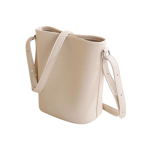 FuninCrea Crossbody Bag Damen Klein Eimerform Damen-Umhängetaschen mit Innentasche, Magnetischer Schnappverschluss Crossbody Tasche Handtasche Klein mit Abnehmbaren und Verstellbaren Riemen (Beige) von FuninCrea