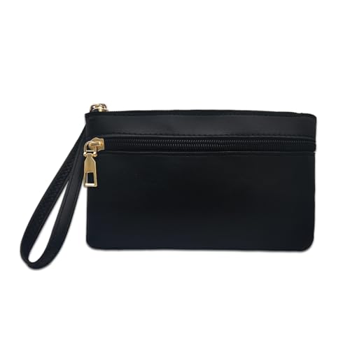 FuninCrea Damen-Geldbörse, Clutch, Münzgeldbörse, Doppelreißverschluss, Kartenhalter, Handgelenktasche, großes Fassungsvermögen, Damen-Geldbörsen mit Handgelenkschlaufe für Karten, Münzen, Bargeld, von FuninCrea