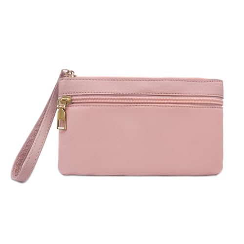 FuninCrea Damen-Geldbörse, Clutch, Münzgeldbörse, Doppelreißverschluss, Kartenhalter, Handgelenktasche, großes Fassungsvermögen, Damen-Geldbörsen mit Handgelenkschlaufe für Karten, Münzen, Bargeld, von FuninCrea