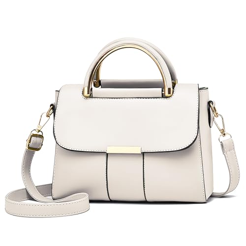 FuninCrea Damen Handtasche, PU Leder Große Handtasche Damen-Umhängetaschen Moden Crossbody Hand Tasche Frauen Elegante Handtasche Damen mit Abnehmbarem Gurt für die Freizeitarbeit (Weiß) von FuninCrea
