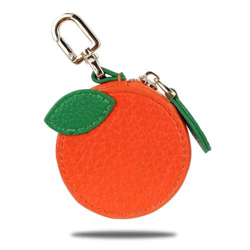 FuninCrea Fruchtförmig Münzbeutel, Wasserdichtes Kunstleder Münzbörse Mini Geldbeutel für Frauen und Mädchen, Süße Münztasche Kleingeldbörse mit Reißverschluss und Schlüsselanhänger (Stil 1) von FuninCrea