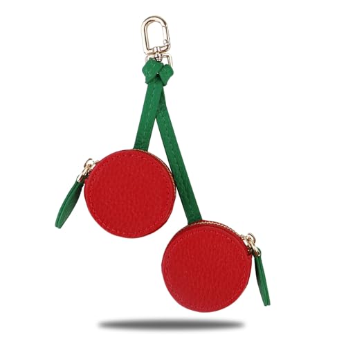 FuninCrea Fruchtförmig Münzbeutel, Wasserdichtes Kunstleder Münzbörse Mini Geldbeutel für Frauen und Mädchen, Süße Münztasche Kleingeldbörse mit Reißverschluss und Schlüsselanhänger (Stil 3) von FuninCrea