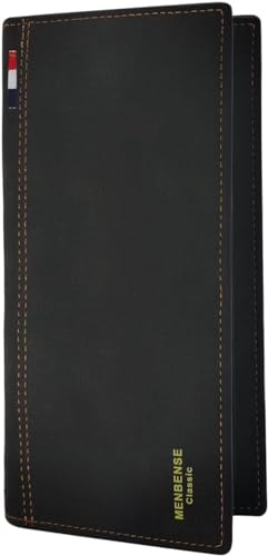 FuninCrea Geldbörse Herren Leder Groß Lang - Portmonee mit Coin-Tasche, Brieftasche Mehrfachschlitz 12 Kartenschlitze und 4 Lange Schlitze (Schwarz) von FuninCrea