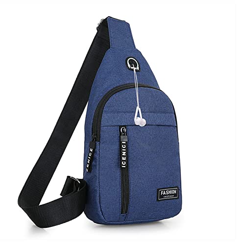 FuninCrea Herren Sling Bag, Oxford Chest Bag Schultertasche mit verstellbaren Schultergurten, Single Layer Man Bag Cross Body Bag für Reisetasche, Gym Bag, Sporttasche, Lauftasche (Blau) von FuninCrea