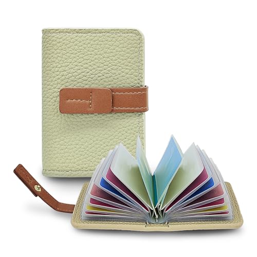 FuninCrea Kartenetui Damen mit 22 Unabhängigen Kartenhüllen aus Kunstleder Kleines Portemonnaie Damen Visitenkarten Aufbewahrung Kompakt Kartenhalter Ausweis mit Schnapper (Grau) von FuninCrea