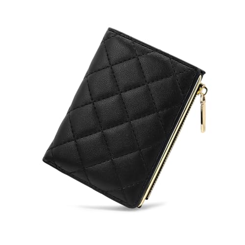 FuninCrea Kleine Geldbörse für Damen, PU-Leder, Kreditkartenetui mit 5 Kartenfächern und Münzfach mit Reißverschluss, Damengeldbörse, zweifach gefaltet, Damengeldbörse mit Ausweisfenster und von FuninCrea