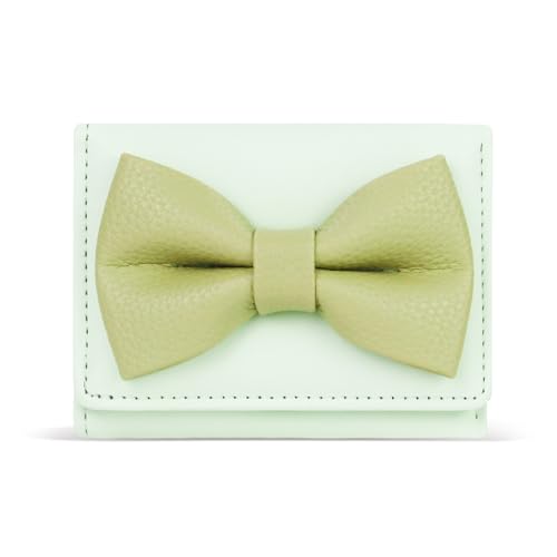 FuninCrea Kleine Geldbörsen für Damen, dreifach gefaltetes Kreditkartenetui für Frauen mit 1 Geldfach, kompakte Damengeldbörse mit 5 Kartenfächern, Grün , 10.5 x 8 x 2 cm, Einfach von FuninCrea
