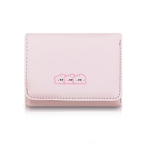 FuninCrea Kleines Portemonnaie Damen, PU-Leder Damen Geldbörsen Bifold Karten Portemonnaie Niedlich Kleiner Geldbeutel mit Mehreren Kartenfächern für Frauen Reisen Täglichen Gebrauch (Rosa) von FuninCrea