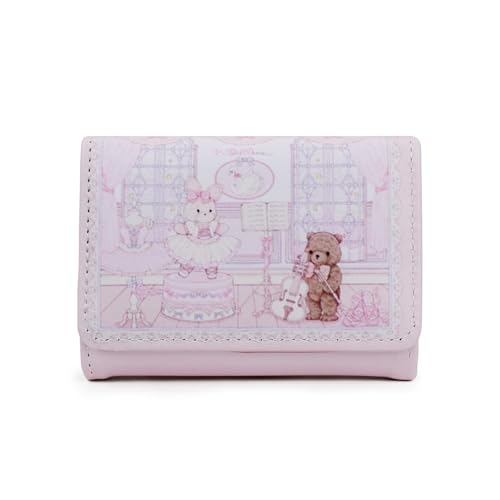 FuninCrea Kleines Portemonnaie Damen mit 7 Kartenfächern und ID-Fenster in Herzform, Damen Geldbörsen PU-Leder Damen Portemonnaie Dreifach Portmonee Klein mit Niedlichen Mustern (Stil 1) von FuninCrea