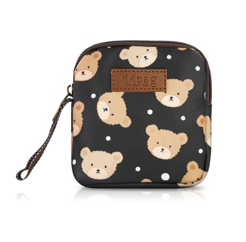 FuninCrea Kleines Portemonnaie Damen mit Reißverschluss, Wasserdicht Mini Geldbeutel Damen Tragbar Münzbeutel für Frauen und Mädchen, Niedliches Coin Purse für Kleingeld Karte Quittung (B-Schwarz) von FuninCrea