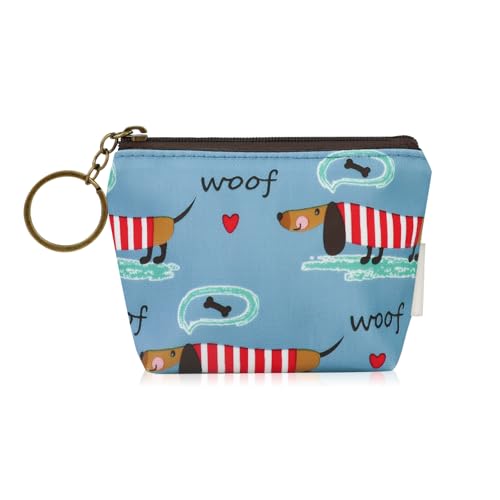 FuninCrea Kleines Portemonnaie Damen mit Reißverschluss und Schlüsselring, Wasserdicht Mini Geldbeutel Damen Tragbar Münzbeutel für Frauen und Mädchen, Niedliches Coin Purse für Kleingeld (A-Hellblau) von FuninCrea