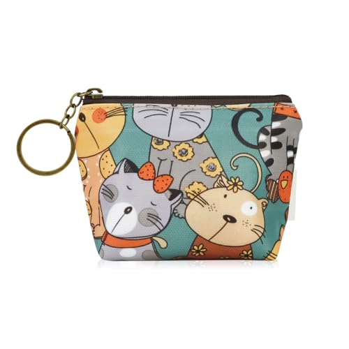 FuninCrea Kleines Portemonnaie Damen mit Reißverschluss und Schlüsselring, Wasserdicht Mini Geldbeutel Damen Tragbar Münzbeutel für Frauen und Mädchen, Niedliches Coin Purse für Kleingeld (A-Grün) von FuninCrea