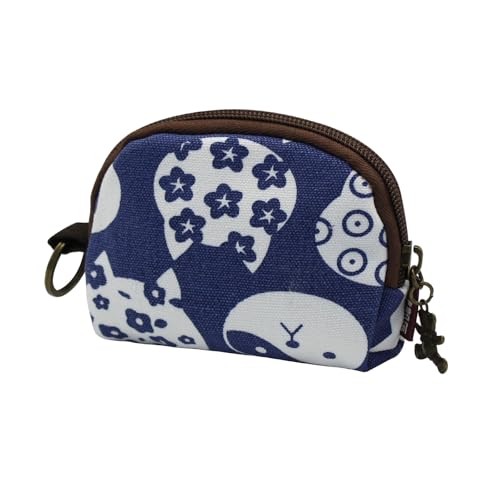 FuninCrea Münzbörsen für Damen Halbkreisförmig Kleiner Geldbeutel Damen mit Tiermotiv für Frauen und Mädchen, Dame Portemonnaie Segeltuch Mini Portemonnaie Dame Beutel mit Schlüsselring (Stil 2) von FuninCrea