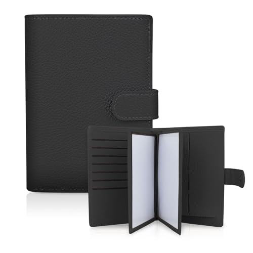 FuninCrea Passport Hülle Familie Reisepasshülle für 4 mit 22 Kreditkartenfächern, Kunstleder Brieftasche Damen Multifunktional Ausweismappe Tragbar Passport Reise Wallet Geeignet für Reisen (Schwarz) von FuninCrea