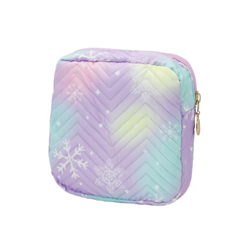 FuninCrea Reise Kosmetiktasche Farbverlauf Tragbar 14x14cm Lippenstift-Aufbewahrung Make Up Organizer mit Reißverschluss, wasserdichte Damenbinde Kleine Aufbewahrungstasche für Damen Mädchen (Lila) von FuninCrea