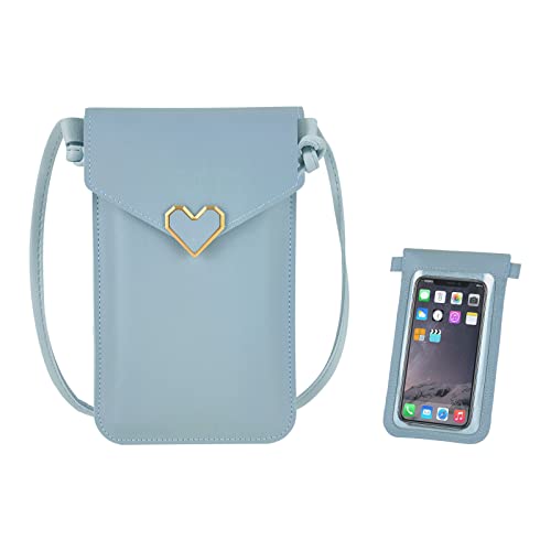 FuninCrea Handytasche zum Umhängen mit Touchscreen, Mode PU Leder Handy Umhängetasche Damen mit transparentem Fenster, Kleine Handy Umhängetasche Damen mit Riemen für Handy, Karte, Telefon von FuninCrea