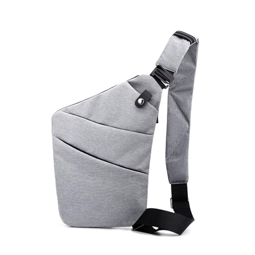 FuninCrea Sling Bag Herren Diebstahlsichere Reisetasche mit 5-Taschen und Reflektierendem Streifen, Schultertasche Herren Diebstahlsichere Tasche mit Schultergurt (Rechte Schulter, grau) von FuninCrea