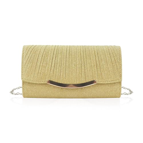 FuninCrea Sparkling Damen Clutches Abendtasche Umschlag Clutch Tasche mit Abnehmbarer Kette Elegante Pailletten Abend Clutch Tasche Glitzer Abend Handtasche Clutch Geldbörse für Hochzeit Bankett von FuninCrea