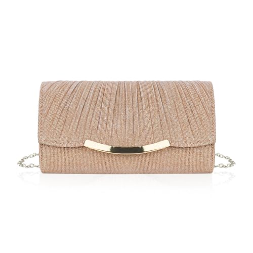 FuninCrea Sparkling Damen Clutches Abendtasche Umschlag Clutch Tasche mit Abnehmbarer Kette Elegante Pailletten Abend Clutch Tasche Glitzer Abend Handtasche Clutch Geldbörse für Hochzeit Bankett von FuninCrea