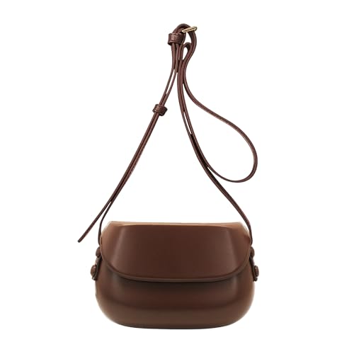 FuninCrea Umhängetasche Damen Klein PU Ledertasche Damen Mini Crossbody Bag Damen Wasserdicht Handtasche Damen Klein Schultertasche Damen mit Verstellbarem Schulterriemen aus Leder (Braun) von FuninCrea