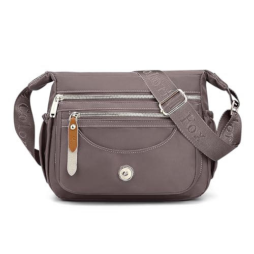 FuninCrea Umhängetasche Damen mit Mehreren Taschen, Schultertasche Damen Große Crossbody Bag Damen Mehrschichtig Handtasche Damen Schultertasche mit Verstellbarem Schultergurt (Braun) von FuninCrea