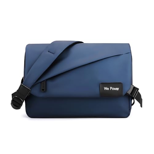 FuninCrea Umhängetasche Herren 4 Reißverschlusstaschen Messenger Bag für Männer, Klappe Stil Crossbody Bag Herren mit Abnehmbarem Schulterriemen und Schlüsselring für Den Täglichen Gebrauch (Blau) von FuninCrea