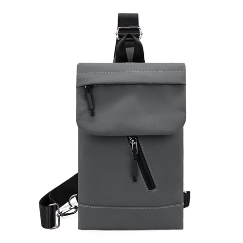 FuninCrea Umhängetasche Herren Klappe Anti-Diebstahl Sling Bag Herren mit 4 Reißverschlusstaschen, Wasserdichtes Synthetikleder Crossbody Bag Herren Klein Kuriertasche mit Verstellbarem Gurt (Grau) von FuninCrea