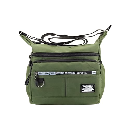FuninCrea Umhängetasche Herren Messenger Bag Herren 5 Reißverschluss-Taschen Crossbody Bag Herren Große Kapazität Tasche Herren Schultertasche Herren mit Verstellbarem Schultergurt (Grün) von FuninCrea