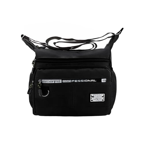 FuninCrea Umhängetasche Herren Messenger Bag Herren 5 Reißverschluss-Taschen Crossbody Bag Herren Große Kapazität Tasche Herren Schultertasche Herren mit Verstellbarem Schultergurt (Schwarz) von FuninCrea