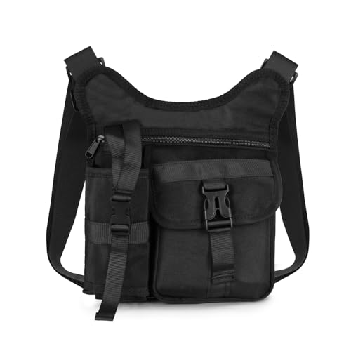 FuninCrea Umhängetasche Herren mit Wasserflaschenhalterung Tasche, Mehrere Taschen Crossbody Bag Herren Wasserdicht Herrentasche zum Umhängen Messenger Bag Lässig Satchel Umhängetasche (Schwarz) von FuninCrea