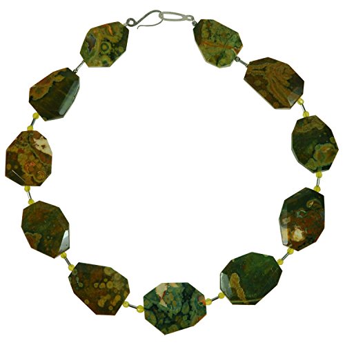 Ryolith-Edelsteinkette, Free-Formen im Tafelschliff, 925oo-Silber Hakenschloss. von Funk-Collier