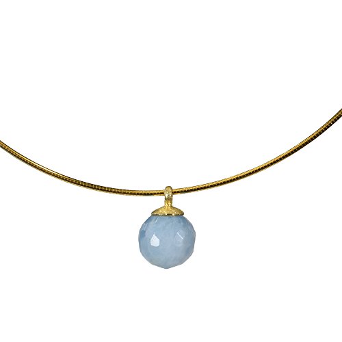 925oo Silber verg. Omega Reif ca. 42 cm, Aquamarin facettiert Ø ca. 12 mm, Damen 925oo Silber verg. Omega Reif ca. 42 cm, Aquamarin facettiert Ø ca. 12 mm, Damen von Funk-Halsspiralen