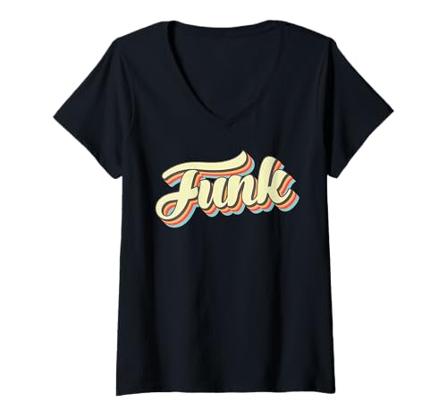 Damen Funk T-Shirt Retro Art Baseball Schriftart Vintage T-Shirt mit V-Ausschnitt Damen Funk T-Shirt Retro Art Baseball Schriftart Vintage T-Shirt mit V-Ausschnitt von Funk Retro Vintage Style T-Shirts