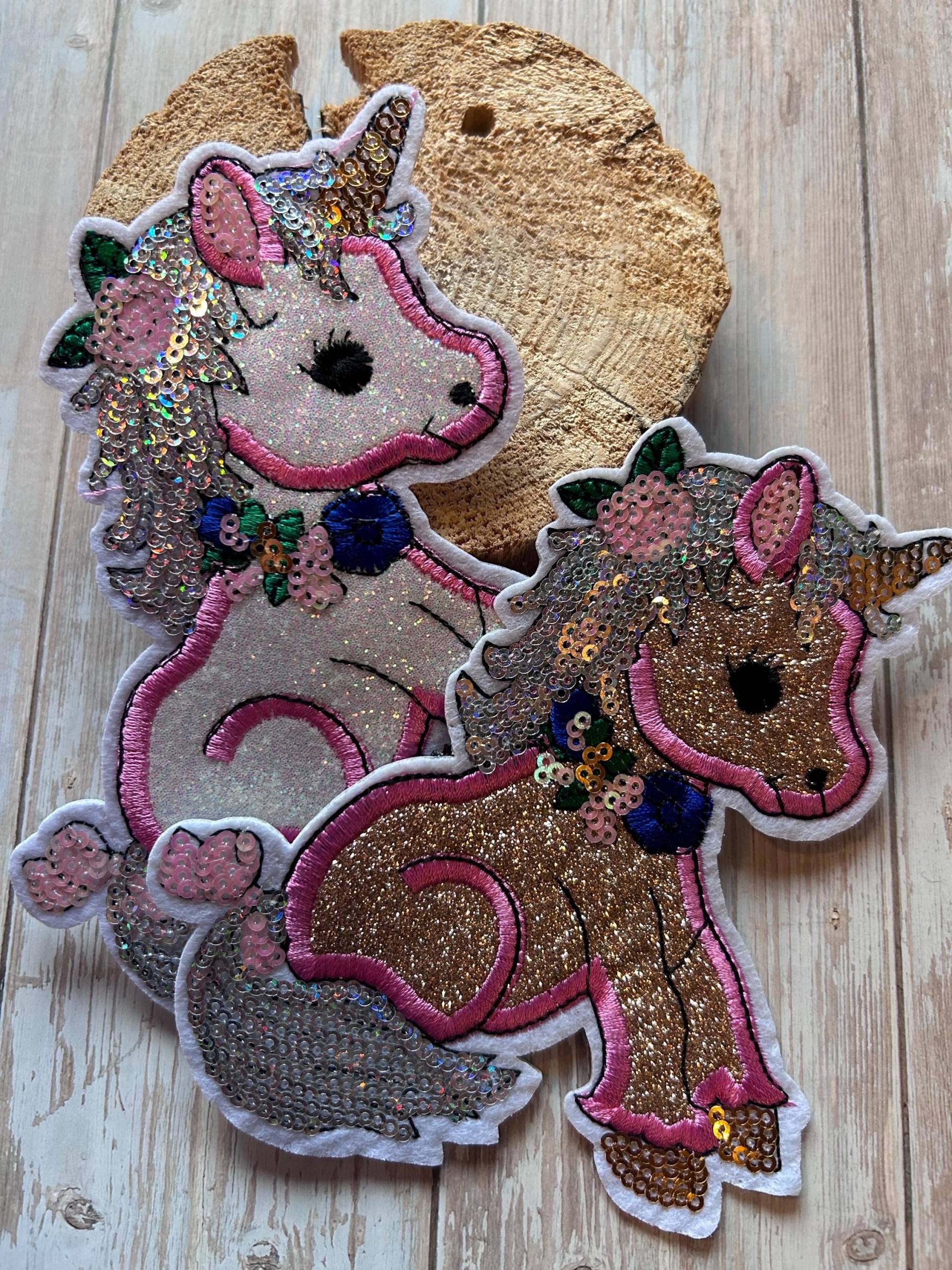 Contour Klettie Klett Patch I Funkelndes Einhorn Pailletten Schulranzen Kindergarten Rucksack Einschulung Schulkind von FunkelFlauschPatch