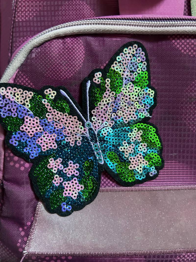 Contour Magnet Klettie Patch I Farbenfroher Schmetterlin Pailletten Schulranzen Kindergarten Rucksack Einschulung Schulkind von FunkelFlauschPatch