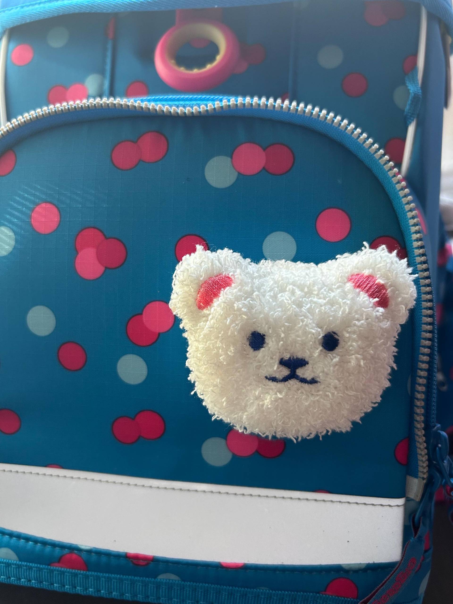 Flausch Klettie Klett Patch I Süßer Teddybär Plüsch Weiß Pink Schulranzen Rucksack Kindergarten Einschulung Schulkind von FunkelFlauschPatch