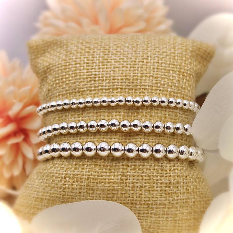 Silberfarbene Basics /Verschiedene Größen/Langlebig Plattiert/Perlenarmband von FunkelscheinDesigns