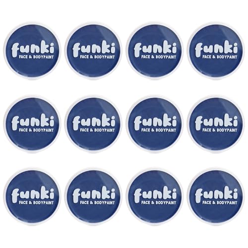Blaue Gesichtsfarbe auf Ölbasis, Topf mit blauer Gesichts- und Körperfarbe, perfekt für eine Vielzahl von Kostümveranstaltungen, 12 Stück von Funki Face & Body Paint