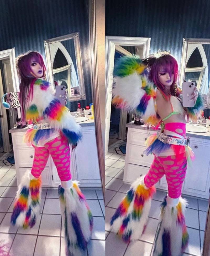 Flauschige Pelzige Beinstulpen Neon Patchwork Multi Color Fell Viele Farben Rave Punk Goth Gemütlich Fluffies Gogo von FunkiBClubwear