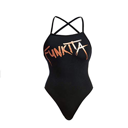 Funkita Badeanzug Damen Bronzed schwarz chlorresistent, Größe:42 von Funkita