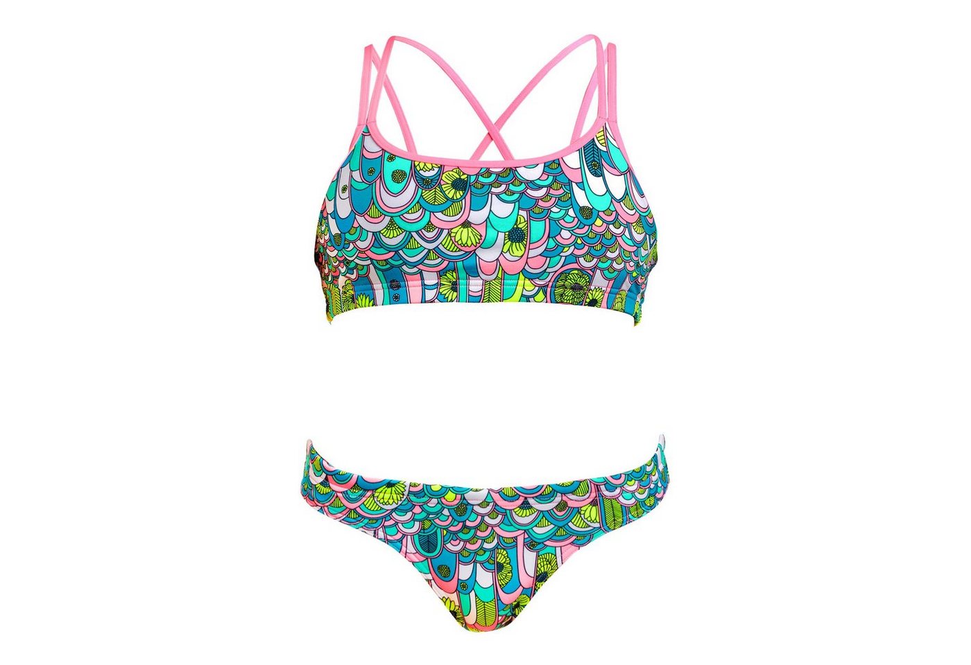 Funkita Bustier-Bikini Criss Cross Feather Fairy mit farbenfrohem Print von Funkita